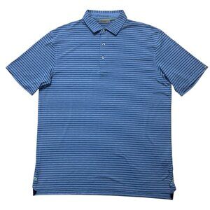 Tasc Polo Shirt Mens Size L Short Sleeve Performance Golf Stretch Blue Striped